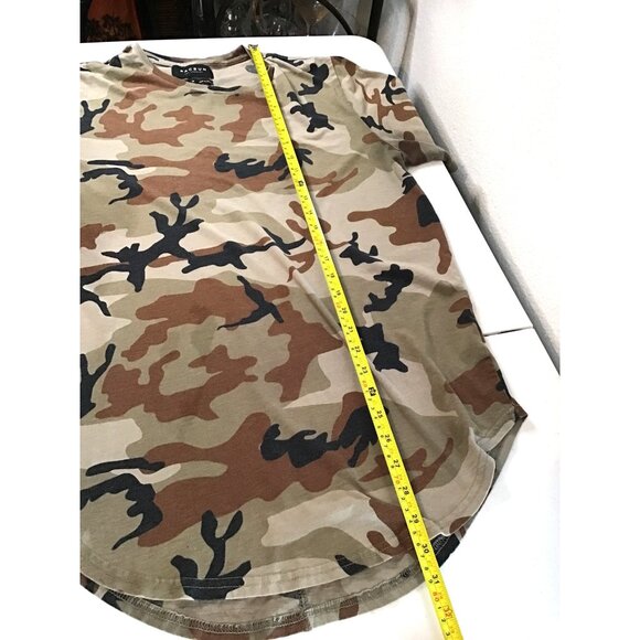 PACSUN, MENS CAMO PRINT LONGER FIT SHORT SLEEVE CREW NECK T-SHIRT SIZE MEDIUM - Picture 6 of 7